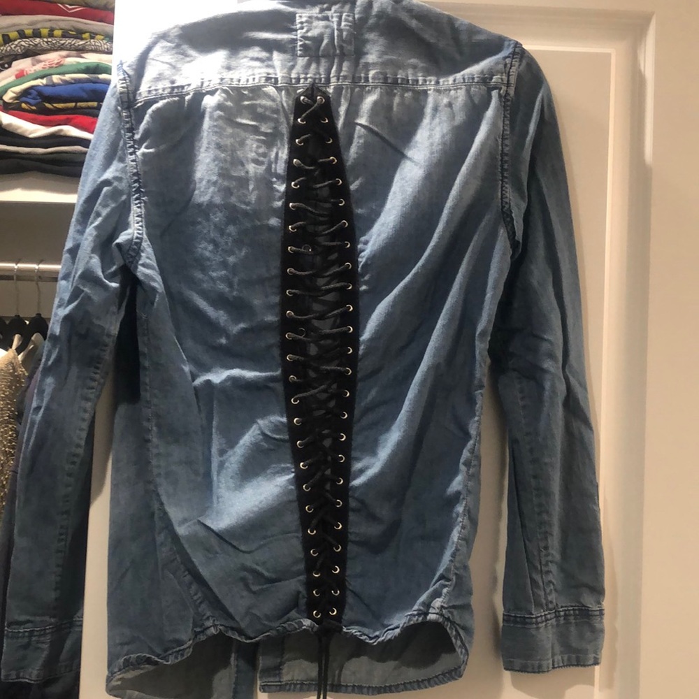 Chambray laced top